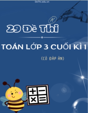 Bộ 29 Đề thi Toán Lớp 3 cuối kì 1 (Có đáp án)